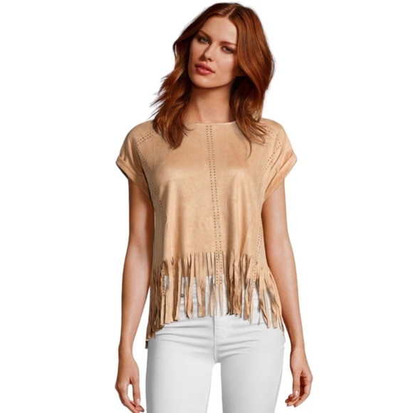 Romeo + Juliet Couture Boho Faux Suede Fringe Top Size Medium New with tags! - Picture 11 of 11